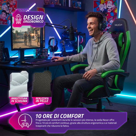 Dönthető gamer szék kihúzható lábtartóval, deréktámasszal és fejtámasszal