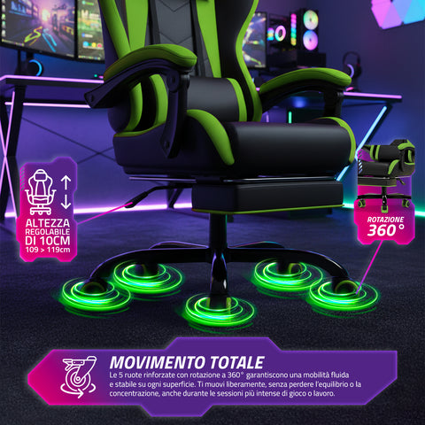 Dönthető gamer szék kihúzható lábtartóval, deréktámasszal és fejtámasszal