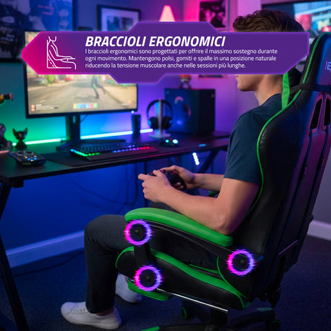 Dönthető gamer szék kihúzható lábtartóval, deréktámasszal és fejtámasszal