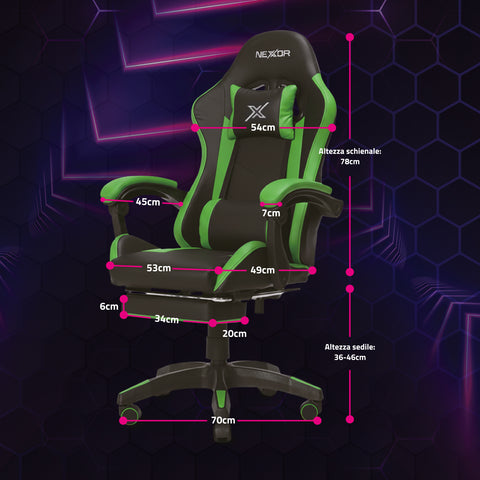 Dönthető gamer szék kihúzható lábtartóval, deréktámasszal és fejtámasszal