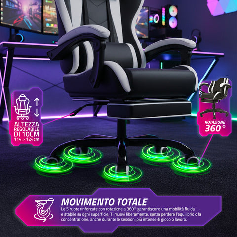 Dönthető gamer szék kihúzható lábtartóval, deréktámasszal és fejtámasszal