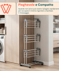 Stendibiancheria Verticale a 3 Livelli in Ferro e PP, Estensibile e con Ruote Pivottanti – L105xP64xA173cm, Portata 20kg