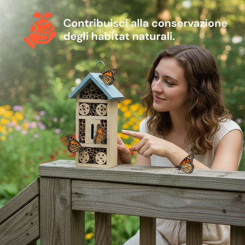 Casa per Insetti da Giardino in Legno di Bambù – 6 Scomparti