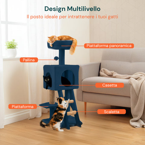 92 cm-es macskakaparó fekhellyel, létrával és játékokkal
