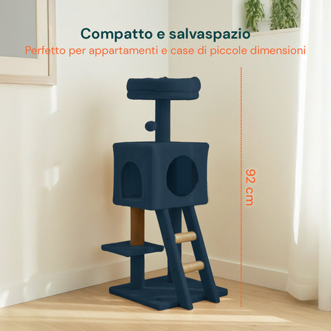 92 cm-es macskakaparó fekhellyel, létrával és játékokkal