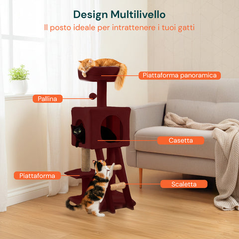 92 cm-es macskakaparó fekhellyel, létrával és játékokkal