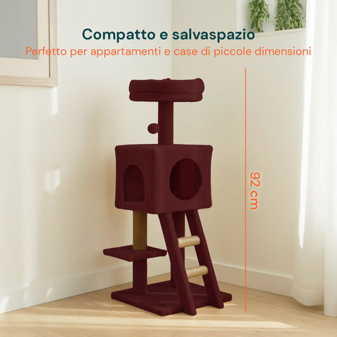 92 cm-es macskakaparó fekhellyel, létrával és játékokkal