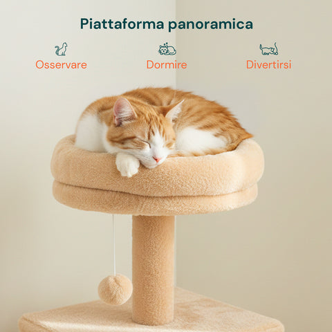 Tiragraffi per Gatti 92 cm con Cuccia, Scala e Giochi