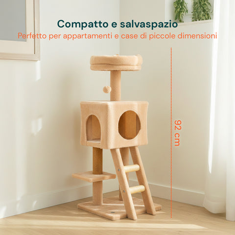 Tiragraffi per Gatti 92 cm con Cuccia, Scala e Giochi