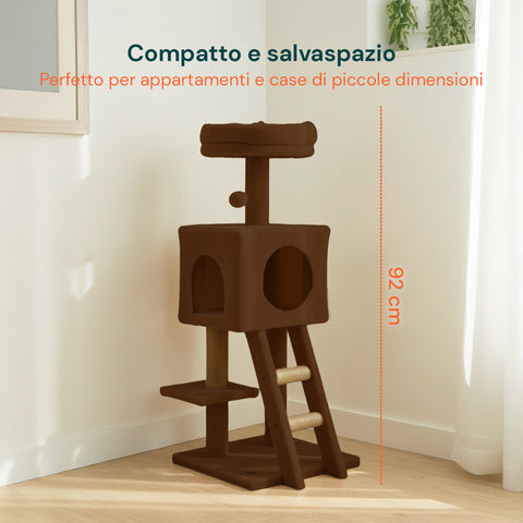 92 cm-es macskakaparó fekhellyel, létrával és játékokkal