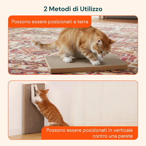 Set 5 Tiragraffi per Gatti Bifacciale in Cartone Ondulato
