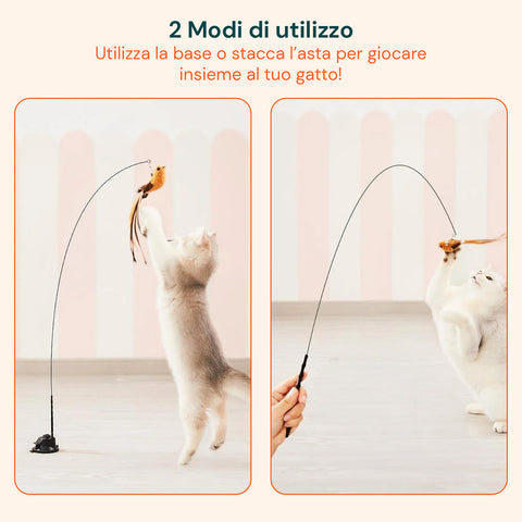 Set 2 Giochi Interattivi Stimolanti per Gatti con Uccellino e Piume