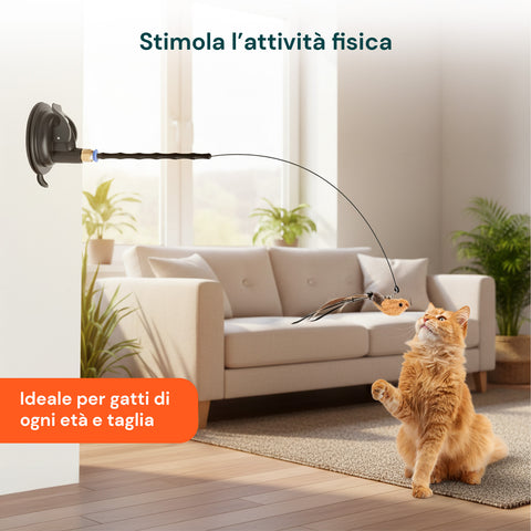 Set 2 Giochi Interattivi Stimolanti per Gatti con Uccellino e Piume