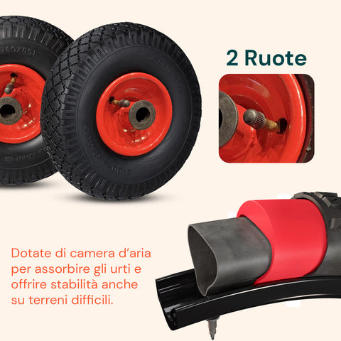 Carrello a Mano Portata 200Kg in Acciaio Tubolare Verniciato a Polvere