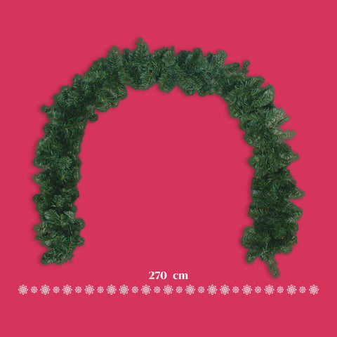 Ghirlanda Natalizia Verde 270 cm – Festone Decorativo Classico 180 Rami