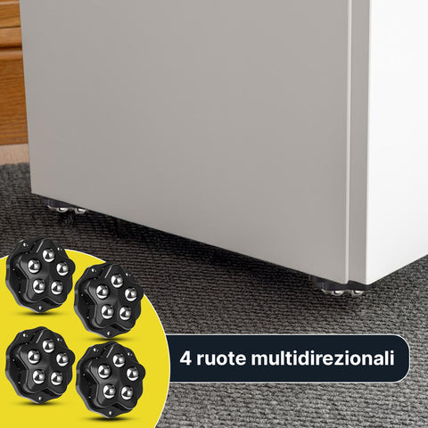 Set 4 Ruote Multidirezionali 360° con 5 Sfere Acciaio Portata 300 kg