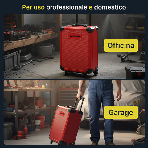 Set Utensili Professionale da 699 Pezzi in Valigetta Trolley – CraftyCart Rosso