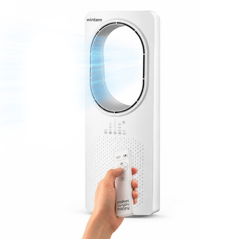Kompakt, lapát nélküli 50 W-os ventilátor távirányítóval és automatikus kikapcsolással