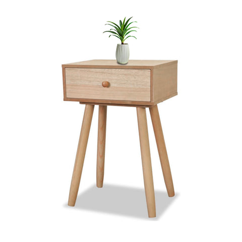 Tavolino da Letto in Bambù 47x40x30 cm con Cassetto e Stile Retrò