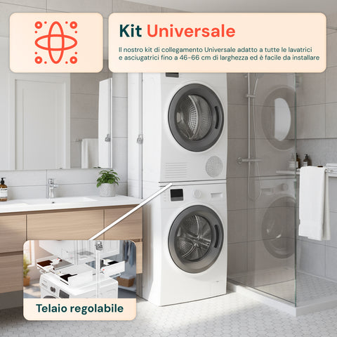 Kit Sovrapposizione Lavatrice e Asciugatrice con Cinghia di Fissaggio