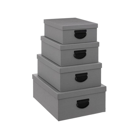 Scatole Organizer Effetto Juta con Manici in Set da 4 Formati