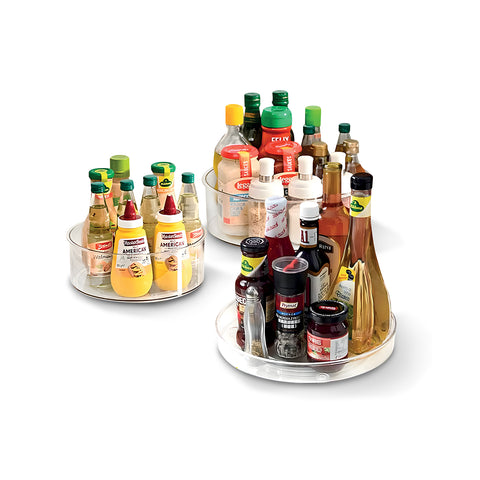 Set 3 Organizer Girevoli in PET – Contenitori Rotanti 360° per Cucina e Dispensa