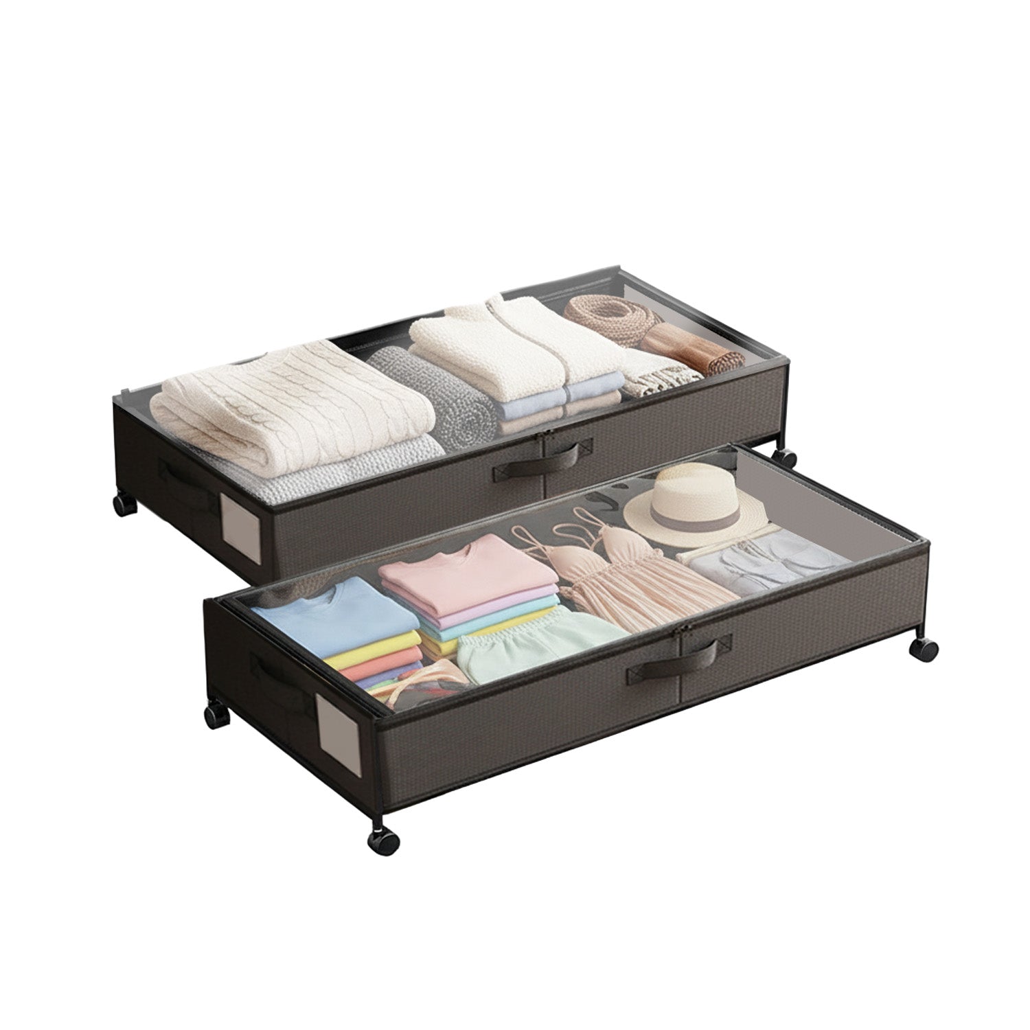 Contenitori Sottoletto con Ruote – Set 2 Pezzi XXL 54L Salvaspazio