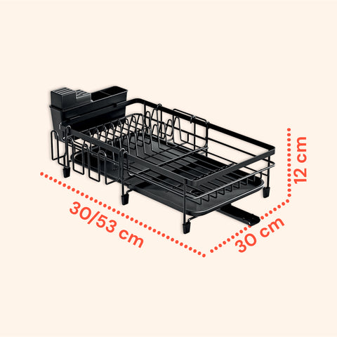 Scolapiatti Modulare Salvaspazio con Portaposate Estensibile 30/53 cm