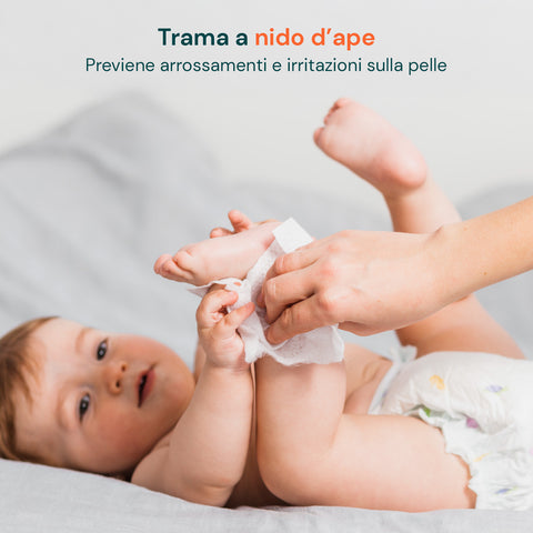 Salviettine Baby 72 / 864 pz – Morbide a Nido d’Ape Fragranza Latte d' Avena e Riso, Aloe o Crema al Talco