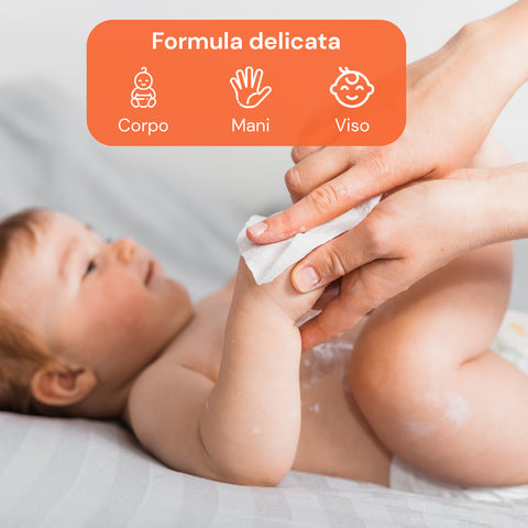 Salviettine Baby 72 / 864 pz – Morbide a Nido d’Ape Fragranza Latte d' Avena e Riso, Aloe o Crema al Talco