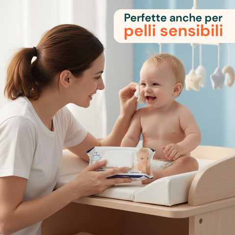Salviettine Baby 72 / 864 pz – Morbide a Nido d’Ape Fragranza Latte d' Avena e Riso, Aloe o Crema al Talco