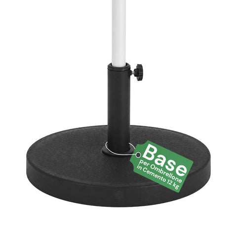 12 kg-os, ø42 cm-es beton napernyőtalp 38-48 mm-es rudakhoz, rögzítő hajtókarral – nehéz talp kertbe és teraszra
