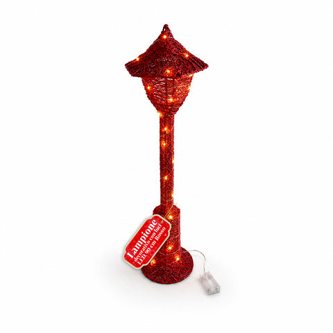 Lampione Decorativo Natalizio 90 cm Glitterato con Luci LED – 3 Colori