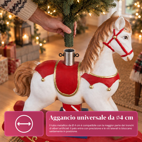 Dekoratív karácsonyfa-talapzat, 10 mintával, vasból és magnéziumból, univerzális rögzítéssel, legfeljebb 210 cm-es fákhoz, 2 LED-es modellel