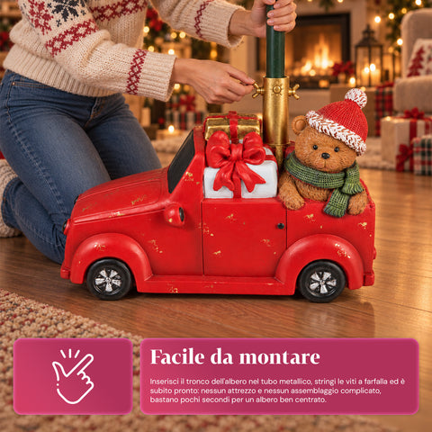Dekoratív karácsonyfa-talapzat, 10 mintával, vasból és magnéziumból, univerzális rögzítéssel, legfeljebb 210 cm-es fákhoz, 2 LED-es modellel