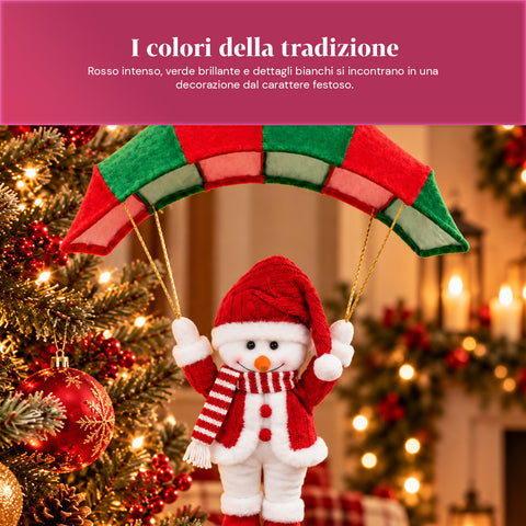 Paracadute Natalizio da Appendere 80 cm con Personaggio di Natale 4 personaggi
