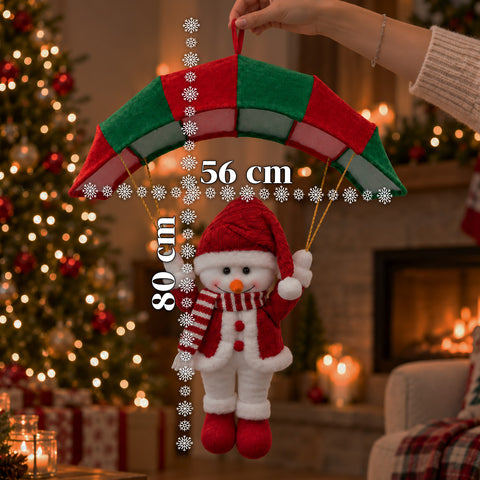 Paracadute Natalizio da Appendere 80 cm con Personaggio di Natale 4 personaggi