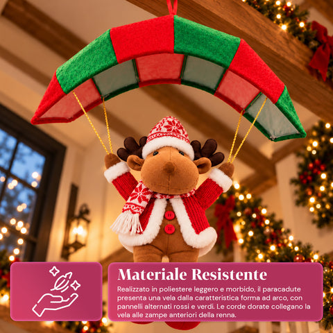 Paracadute Natalizio da Appendere 80 cm con Personaggio di Natale 4 personaggi