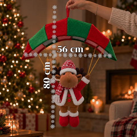 Paracadute Natalizio da Appendere 80 cm con Personaggio di Natale 4 personaggi