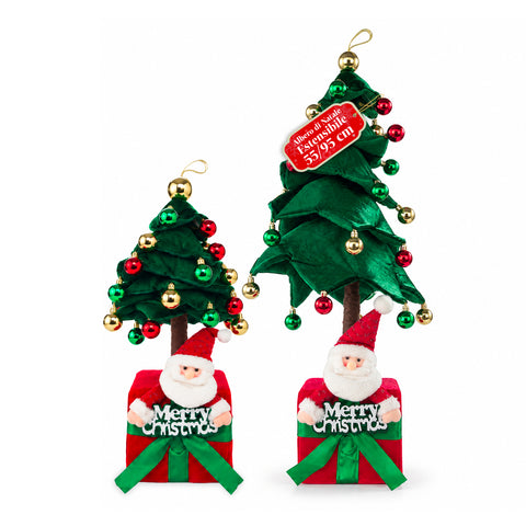 Albero di Natale Estensibile 90 e 95 cm con Pacco Regalo e Personaggi