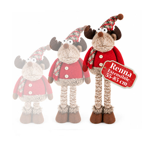 Renna Natalizia Decorativa Estensibile 55-85 cm con Gambe Telescopiche