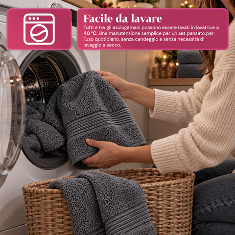 3 darabos, 100% pamut törölközőszett – fürdőszobai szett 90x140-es fürdőlepedővel, 60x100-as törölközővel és 40x60 cm-es vendégtörölközővel, puha és nedvszívó, 6 szín