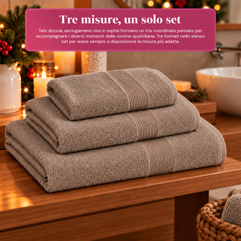 3 darabos, 100% pamut törölközőszett – fürdőszobai szett 90x140-es fürdőlepedővel, 60x100-as törölközővel és 40x60 cm-es vendégtörölközővel, puha és nedvszívó, 6 szín