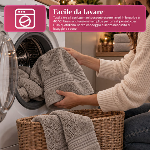 3 darabos, 100% pamut törölközőszett – fürdőszobai szett 90x140-es fürdőlepedővel, 60x100-as törölközővel és 40x60 cm-es vendégtörölközővel, puha és nedvszívó, 6 szín