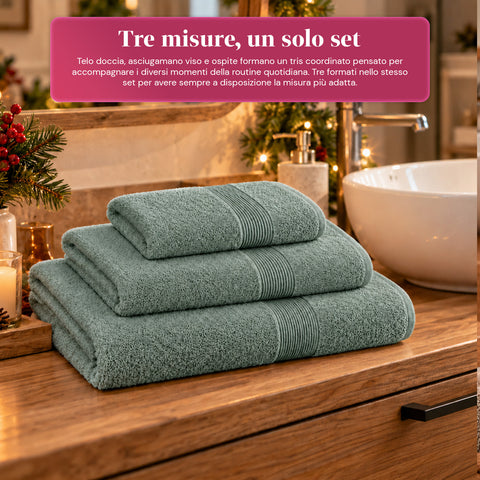3 darabos, 100% pamut törölközőszett – fürdőszobai szett 90x140-es fürdőlepedővel, 60x100-as törölközővel és 40x60 cm-es vendégtörölközővel, puha és nedvszívó, 6 szín