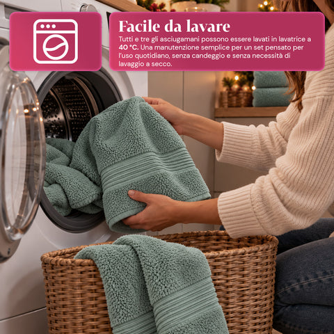 3 darabos, 100% pamut törölközőszett – fürdőszobai szett 90x140-es fürdőlepedővel, 60x100-as törölközővel és 40x60 cm-es vendégtörölközővel, puha és nedvszívó, 6 szín
