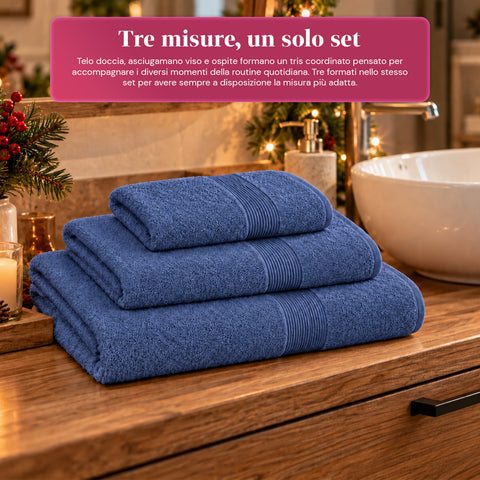 3 darabos, 100% pamut törölközőszett – fürdőszobai szett 90x140-es fürdőlepedővel, 60x100-as törölközővel és 40x60 cm-es vendégtörölközővel, puha és nedvszívó, 6 szín