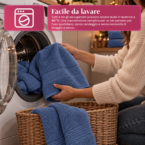 3 darabos, 100% pamut törölközőszett – fürdőszobai szett 90x140-es fürdőlepedővel, 60x100-as törölközővel és 40x60 cm-es vendégtörölközővel, puha és nedvszívó, 6 szín