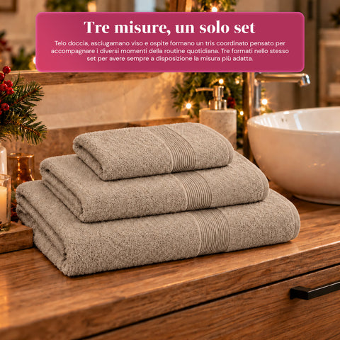 3 darabos, 100% pamut törölközőszett – fürdőszobai szett 90x140-es fürdőlepedővel, 60x100-as törölközővel és 40x60 cm-es vendégtörölközővel, puha és nedvszívó, 6 szín