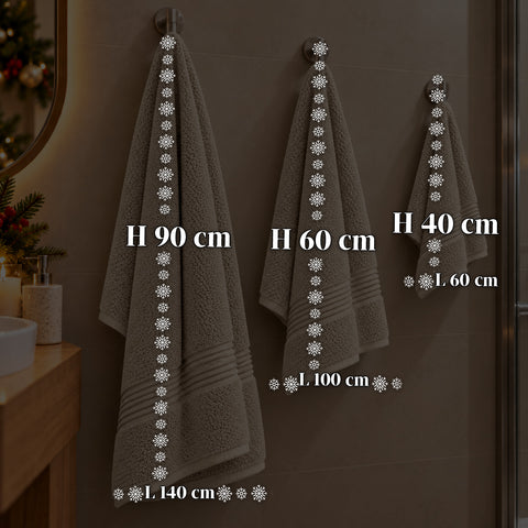 3 darabos, 100% pamut törölközőszett – fürdőszobai szett 90x140-es fürdőlepedővel, 60x100-as törölközővel és 40x60 cm-es vendégtörölközővel, puha és nedvszívó, 6 szín